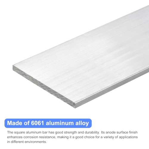 Image of uxcell Square Aluminum Flat Bar, 1 /4 inch Thick 3.5 inch Width 10 inch Length Square Aluminum Bar 6061 Aluminum Flat Plate, 6 x 90 x 254mm T6511 Solid New Mill Stock for Industrial Building