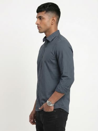 Image of DOXIC Men's Cotton Shirt with Spread Collar Neck Full Sleeves Classic Style Solid Pattern Regular Fit and Standard Length | Formal & Casual Wear Shirts