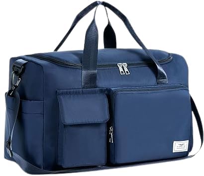 Sports Duffle Bag with Shoes Compartment, Weekend Travel Overnight Bag (Navy Blue)…-image-6