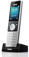 Yealink W56H IP-DECT-Mobilteil Handset Telefon mit Farbdisplay (2,4 Zoll TFT-Farbbildschirm), Basisstationmit Ethernet-Port, Silber/Schwarz