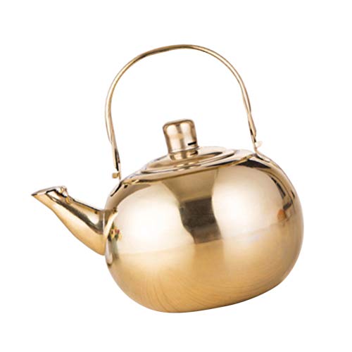 Chaleira de aço inoxidável Cabilock para fogão e chá de folhas soltas (dourado 2L)
