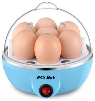 PCS Hub Plastic Automatic Off Mini Electric 7 Egg Poacher for Steaming, Cooking, Boiling and Frying, (Multicolour)