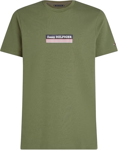 Tommy Hilfiger Herren T-Shirt Kurzarm Box aus Baumwolle, Grün (Battle Green), XXL – Ansicht 6
