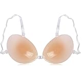 Sealike Self Adhesive Soft Silicone Invisible Push Up Bra Cleavage Enhancer Enhancement with Adjustable Transparent Straps (D)