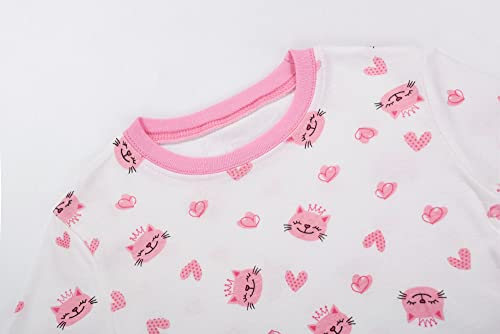 Joyond Girls Pure Cotton Summer Pjs Size 2T-14Years, Little Girls Short Sleeve 4-Piece Sleepwear Kids Toddler Pajamas Set2