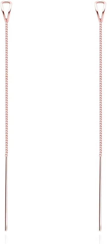 SLUYNZ 925 Sterling Silver Chain Threader Earrings Dangle for Women Teens Long Dangle Earrings Line Earrings Tassel