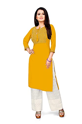 Royal Export Women’s Cotton Straight Embroidery Kurti for Women