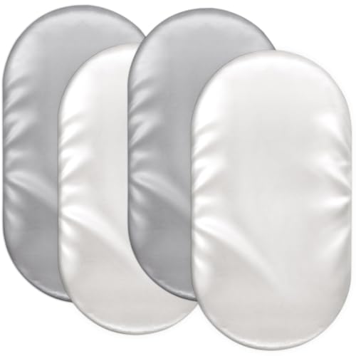 Image of Baby Bassinet Sheets for Baby Boy Girls,4-Pack Fitted Bassinet Sheets Set Compatible with Halo Bassinest Swivel Sleeper,Baby Delight,Angelbliss,32 inchX16 inch (White & Gray)