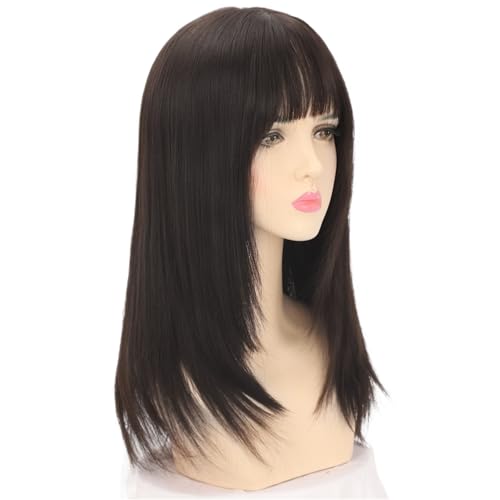 Perruque cheveux raides idéale pour changer de tête au bureau ou en soirée en noir