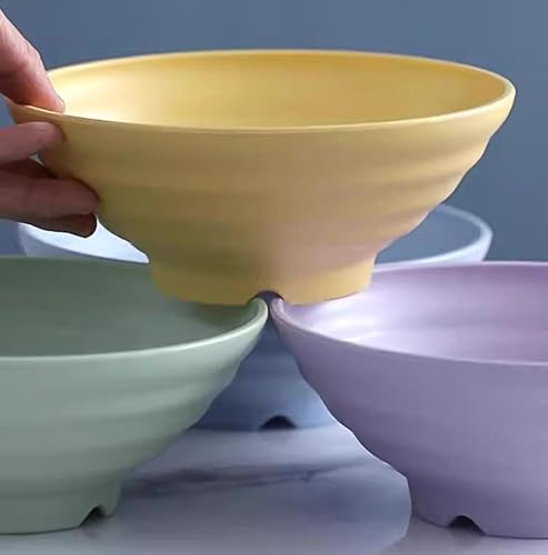 Image of Wheat Straw Salad Bowls Set (900ml) - Large Microwave Safe, Unbreakable & Stackable Bowls for Salad, Pasta, Soup, Ramen - BPA-Free, Eco-Friendly, Lightweight Serving Bowls for Kitchen (6, Green)