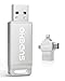 MFi Certified Photo Stick 128GB USB Flash Drive for iPhone, 4 in 1 External Memory Thumb Drive for Picture Video Saver and Backup, High Speed Memory Stick USB Drive for iPhone/iPad/Android/PC (Silver)