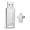 Memoria USB USB 4 en 1 con certificación MFi para iPhone, memoria externa 4 en 1 para guardar videos y copias de seguridad, memoria de alta velocidad para iPhone/iPad/Android/PC (plateado)