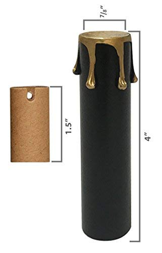 Royal Designs 4 Inch Candle Drip Sleeves Chandelier Socket Covers with Paper Insulation, Black Gold, Set of 6
