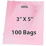 Pinke, antistatische Kunststoffbeutel, flach, 3 x 5 & (100 Beutel) 4 mm, robuste Kunststoffbeutel, hitzeversiegelbare Beutel für Verpackungsprodukte, Plastikbeutel für kleine Unternehmen