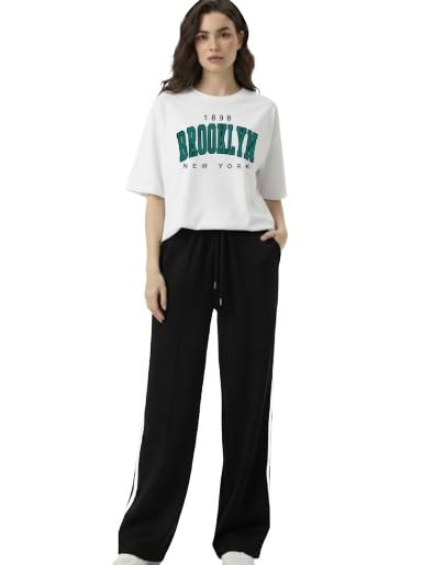Image of EHA Women Co-ord Set for Girls | Stylish Two Piece Dress with Oversize Tshirt & High Waist Jogger|Trendy Cotton Blend Track Suit Set for Women | Casual /Travel & Lounge Wear Outfits
