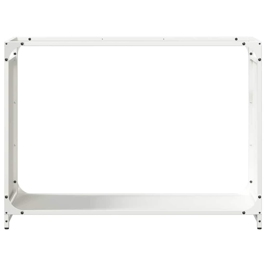 Brokky 864204 Rastrelliera per Legna da Ardere Bianca 90x28x65 cm Legnaia da Esterno in Metallo, Ripiano per Legna da Ardere, Portalegna
