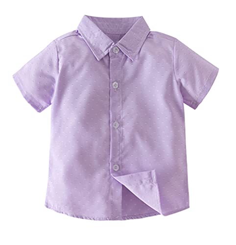 Image of stylesilove Toddler Boy Short Sleeve Cotton Blend Button-Down Shirt - Casual and Formal Wear for Weddings & Special Events