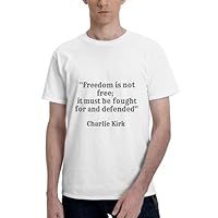 Owbnaa Charlie Kirk Men's T-Shirt Classic Short Sleeve Crewneck Tees The New Cotton Shirt White