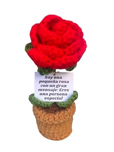 Regalos Originales Rosa Eterna de Ganchillo Hecho a Mano - Mensaje Motivacional – Incluye Bolsita para Regalo – Día de la Madre -Cumpleaños, Aniversario, Detalle Especial Pareja, Amiga/Amigo. | Ya disponible en tu tienda friki favorita! En mundofriki.es!