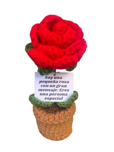 Regalos Originales Rosa Eterna de Ganchillo Hecho a Mano -