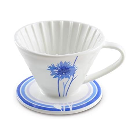 BLUE BREW Ceramic Pour Over Coffee Dripper, Size 02 Cone Coffee Maker (1-4 Cups), Manual Brew Maker, Dishwasher Safe, Portable Slow Brewing Accessories for Home, Travel, Camping, and Office (BB1002) Cover