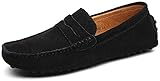  DUORO Herren Klassische Weiche Mokassin Echtes Leder Schuhe Loafers Wohnungen Fahren Halbschuhe (46,Schwarz)
