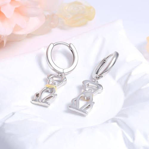 Dog Earrings for Teens Girls Women - Sterling Silver Gold Cute Animal Hoop Earrings Hypoallergenic Lightweight Lovely Pet Puppy Loop Earring for Sensitive Ears Gifts for Christmas4