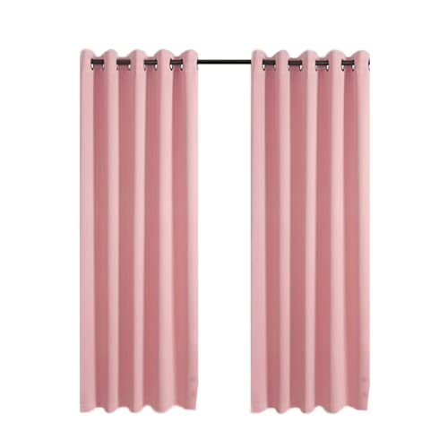 CHARKHAH Thermal Insulated Window Semi Blackout Curtains for Bedroom Living Room Ultra Soft Energy Saving Fabric with Eyelets Ring top and Pair of Curtain (Blush Pink, 90" Wide x 90" Drop)