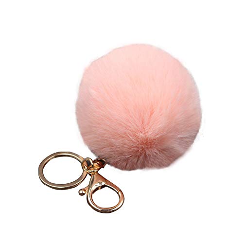Preisvergleich Produktbild Nowbetter Pom Pom Flauschiger Schlüsselanhänger Lovely Haarball Anhänger Schlüsselanhänger Charm Auto Geldbörse Dekoration Geschenke für Frauen Mädchen, Rose, 8 cm