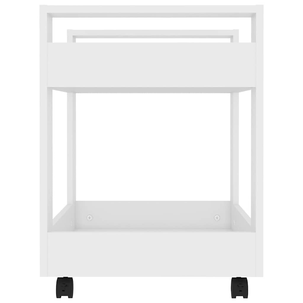 Carrello da ufficio bianco, 60 x 45 x 60 cm, in legno, con 4 ruote e 2