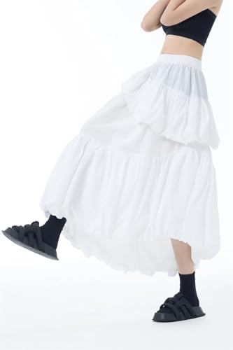 Women's Vintage Maxi Skirt Party Asymmetry Hem Patchwork Layered High-Waisted Solid Long Skirts3