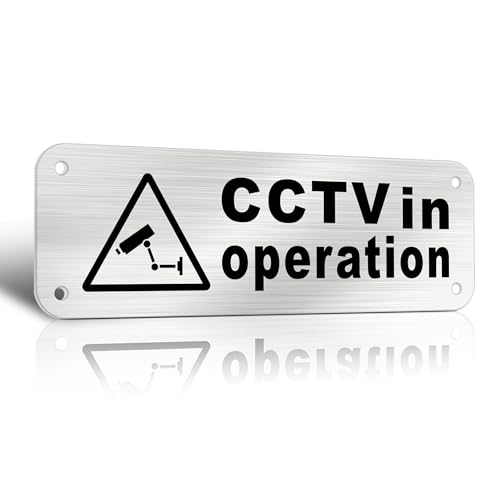 TAKULA 15 * 5CM CCTV IN OPERATION SIGN - Aluminium Brushed Sign With Self-adhesive Sticker, UV Resistant, Rust Proof - For Indoor and Outdoor Use Camera Signs|Pack of 1