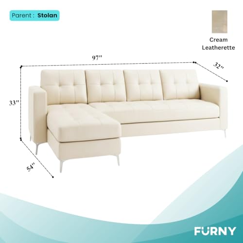 Image of CASASTYLE Madison 5 Seater Leatherette LHS L Shape Sofa Set (Cream) Premium Finish | Ideal for Living Rooms