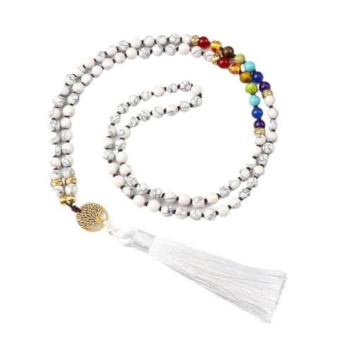 Tiger Eye Stone Beads Life Tree Necklaces Fahion 108 Mala Natural Stone Deep Black Beaded 7 Chakra Necklaces Women Men Necklace 