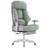 SKYE ゲーミングチェア デスクチェア オフィスチェア オットマン付き パソコンチェア ハイバック ゲーム用チェア 135°リクライニング機能 テレワーク 椅子【ポケットコイル採用】 PCチェア ふかふかワイド 高さ調節機能 PUレザー (グリーン)