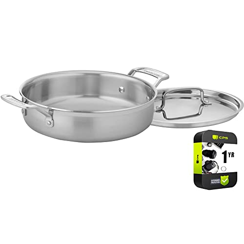 Cuisinart MCP55-24N MultiClad Pro Stainless 3-Quart Casserole with Cover Bundle with 1 YR CPS Enhanced Protection Pack