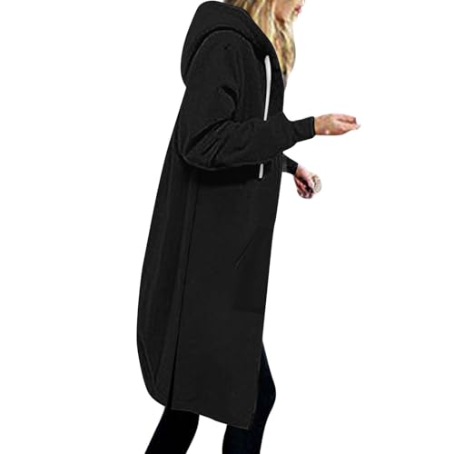 Women's Zip up Hoodie Jacket Long Sleeve Long Tunic Sweatshirts Oversized Casual 2025 Fall Jackets Coat with Pockets3
