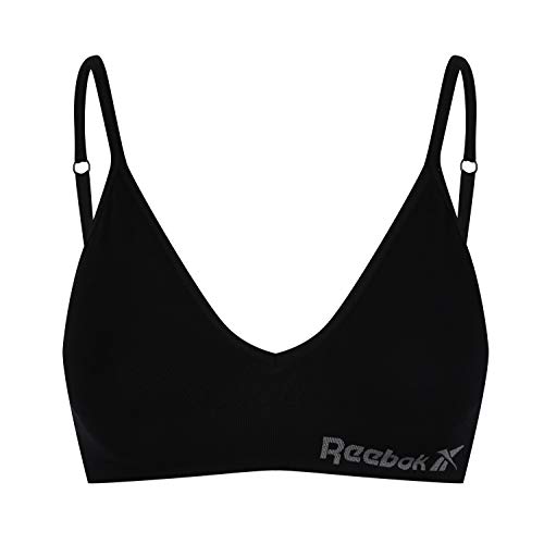Reebok Damen Seamless Bra in Schwarz, Crop-Top für geringe Belastung beim Fitnesstraining | Bequem und dehnbar mit Feuchtigkeitsableitungstechnologie