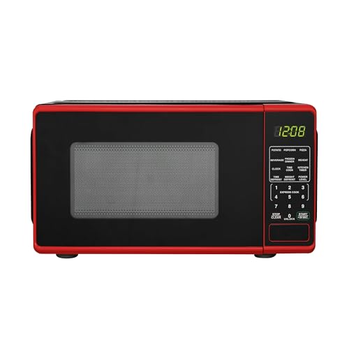 Image of Mainstays 0.7 Cu Ft Countertop Microwave Oven, 700 Watts Compact Microwave with LED Display, 10 Power Levels & 6 Quick-Set Menus Child Safety Lock & Timer Small Microwave for Dorm, Office, Kitchen