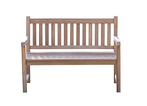 Field & Hawken - Bletchley - 2 Seater Garden Bench - 1.2m Solid Teak Garden Bench / 4ft Bench - Classic Teak Bench - Bench Only (Delivered Flat Packed)