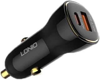 Ldnio C103 60W High-Power Car Charger, PD 30W + QC 30W Ultra-Fast Charging, Supports PD/PPS/QC, Includes USB-A to UCB-C Cable (1M) Fits MacBook And Smartphones – Black
