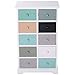 HOMCOM Armario Auxiliar 10 Cajones 45x28x75cm Cajonera Multicolor Comoda Casa Oficina