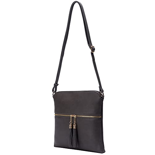 Image of Solene Womens Lightweight Medium Crossbody Purse with Tassel, Perfect Size Crossbody Bags for Daily Use, travel