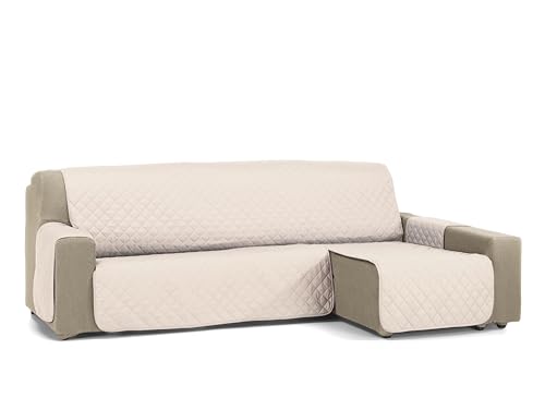 S & T Funda Sofa Chaise Longue 240 Lino - Funda Sofa Chaise Long Reversible Brazo Derecho/Izquierdo Acolchada - Cubre Sofá 100% Poliéster Fabricado en España