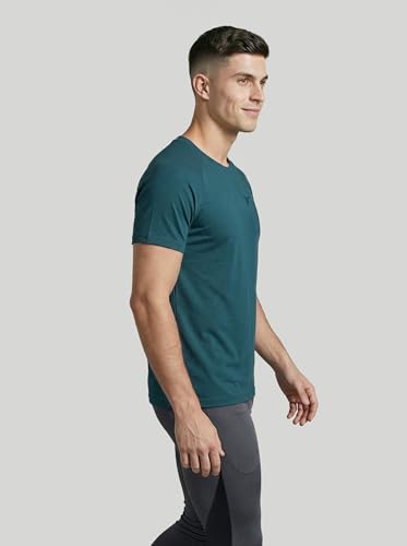 Image of TECHNOSPORT Men's Solid T-Shirt COTFLEX Quick Dry Slim Fit Round Neck Sports Tee for Gym Running Casual Wear UPF50+ Anti Odour