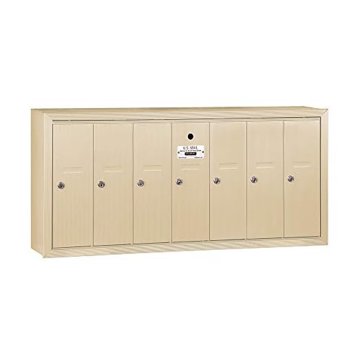 Salsbury Industries 3507SSU Surface Mounted Vertical Mailbox for use with USPS Lock, 7 Doors, Sandstone