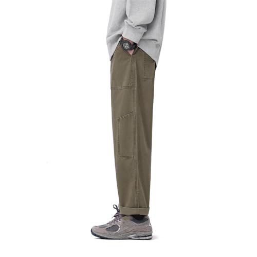 Men's Pants American Retro Spring Autumn Pocket Casual Straight Leg Workwear Trouser