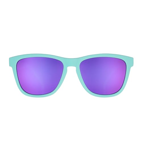 goodr Electric Dinotopia Carnival Polarized Sunglasses for Men & Women, Light Teal Solid Frames with Purple Reflective Lens, UV400 Protection, No Slip2