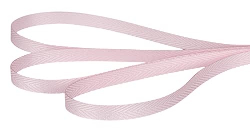 Joycrosso Herringbone Tape Twill Ribbon Soft Handle, Great for Gift Wrapping Craft Sewing 6mm x 22 Meters - Powder Pink - Image 3