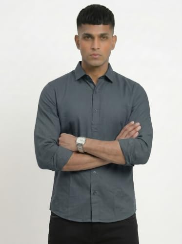 Image of DOXIC Men's Cotton Shirt with Spread Collar Neck Full Sleeves Classic Style Solid Pattern Regular Fit and Standard Length | Formal & Casual Wear Shirts